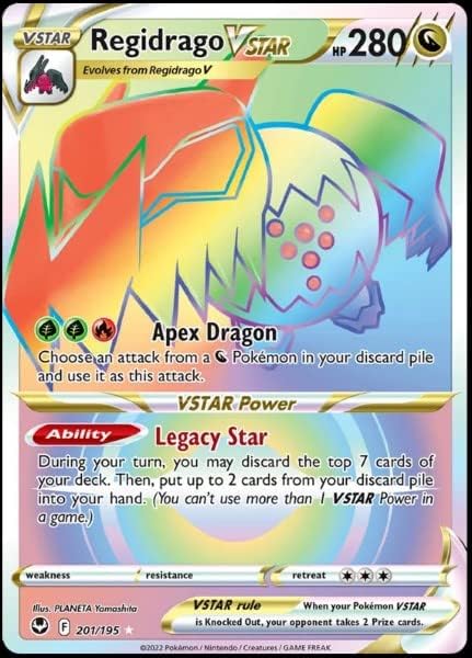 Regidrago Vstar 201/195- Silver Tempest - Full Art Rainbow - Pokemon Secret Rare