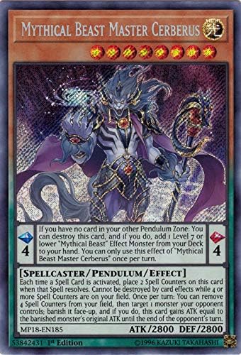 Konami Mythical Beast Master Cerberus - MP18-EN185 - Secret Rare - 1st Edition