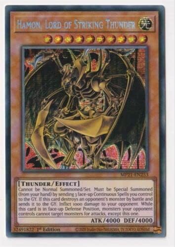 Hamon, Lord of Striking Thunder Prismatic Secret Rare MP21-EN253 Yugioh