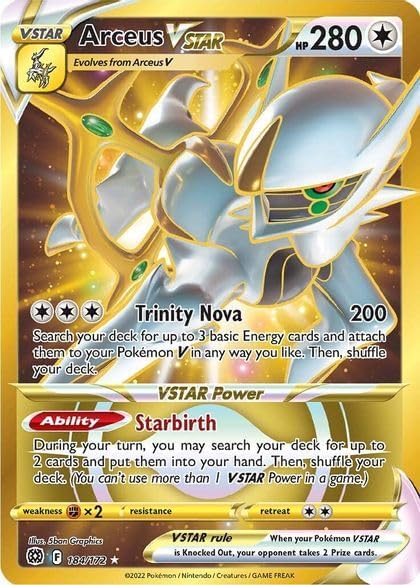 Pokemon – Arceus Vstar 184/172 – Brilliant Stars – Secret Rare – Gold Holo - Single Card