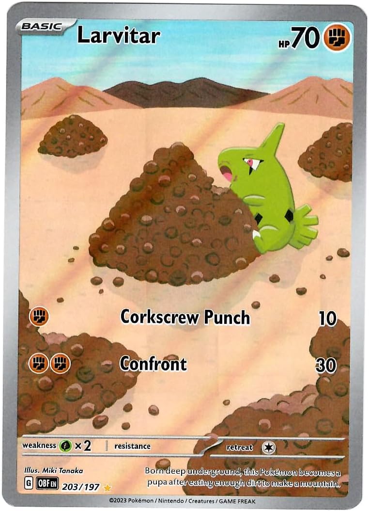 Pokemon - Larvitar 203/197 - Obsidian Flames - Illustration Rare - Holo Foil Full Art