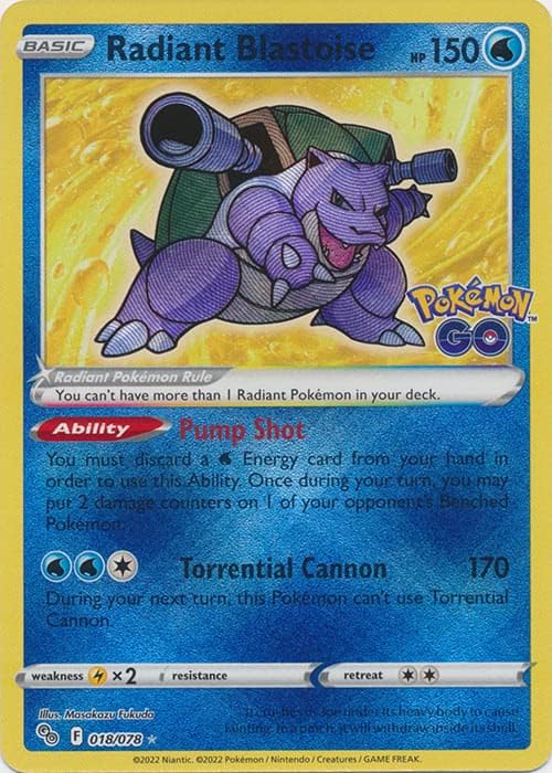 Radiant Blastoise - 018/078 - Pokemon Go - Radiant Rare