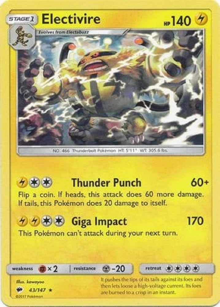 Electivire - 43/147 - Rare - Sun & Moon: Burning Shadows