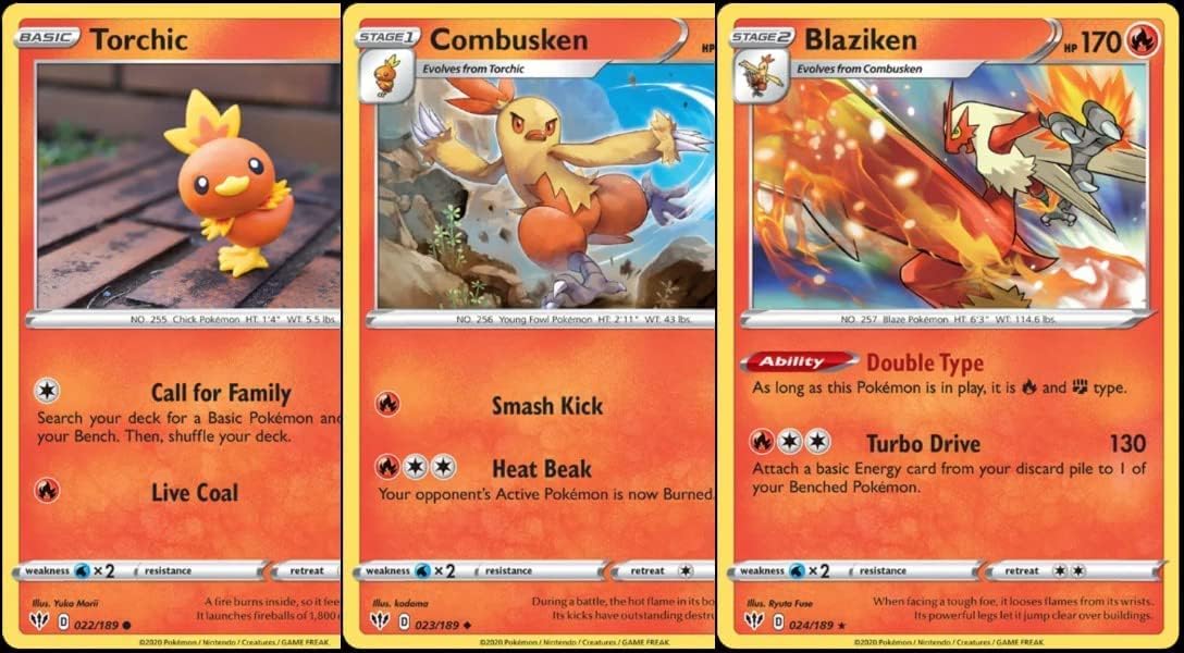 Blaziken 024/189 - Darkness Ablaze - Pokemon Evolution 3 Card Lot - Foil - Stage 2