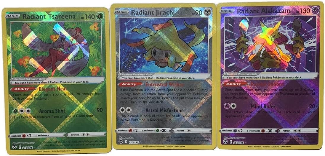 Radiant Alakazam/Radiant Jirachi/Radiant Tsareena - Silver Tempest 3 Card Lot - 059/195-120/195