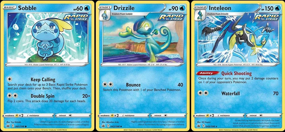 Inteleon 043/198 Chilling Reign - Evolution Pokemon Card Lot - Rapid Strike