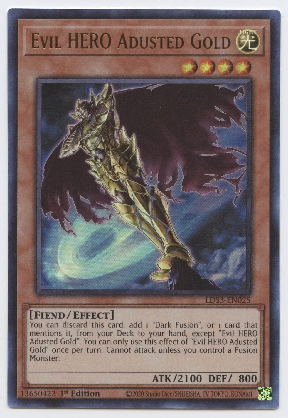 Evil Hero Adusted Gold - LDS3-EN025 - Ultra Rare - 1st Edition