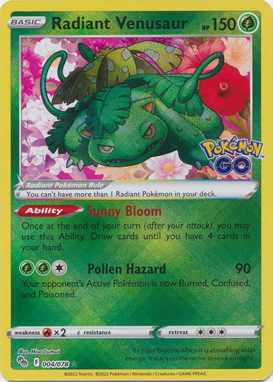 Radiant Venusaur - 004/078 - Pokemon Go - Shiny Pokemon Card