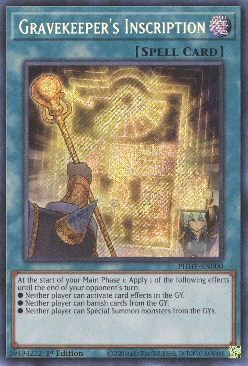 Gravekeeper's Inscription - PHHY-EN000 - Secret Rare 1st Edition Yugioh