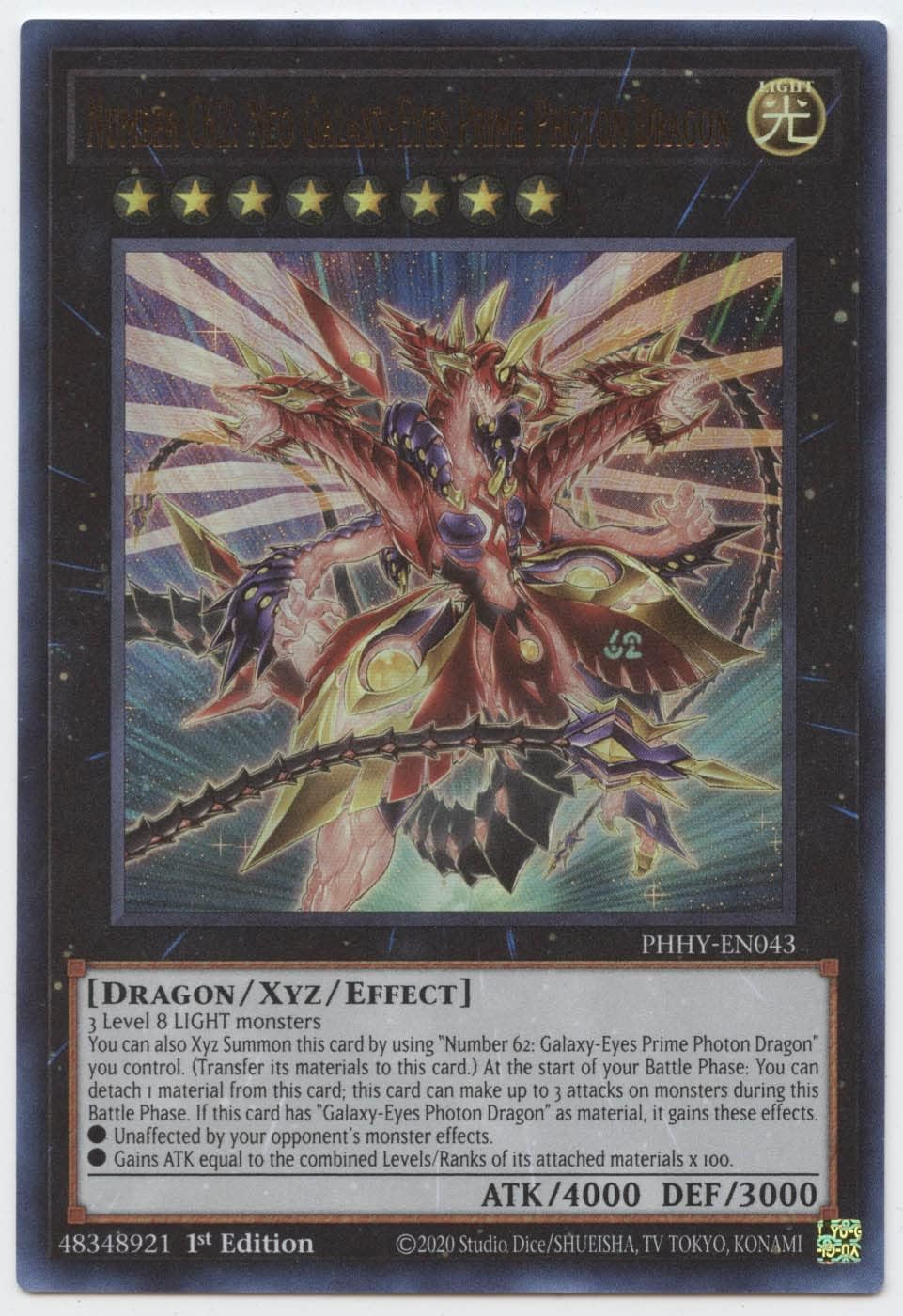 Number C62: Neo Galaxy-Eyes Prime Photon Dragon - PHHY-EN043 - Ultra Rare - 1st Edition
