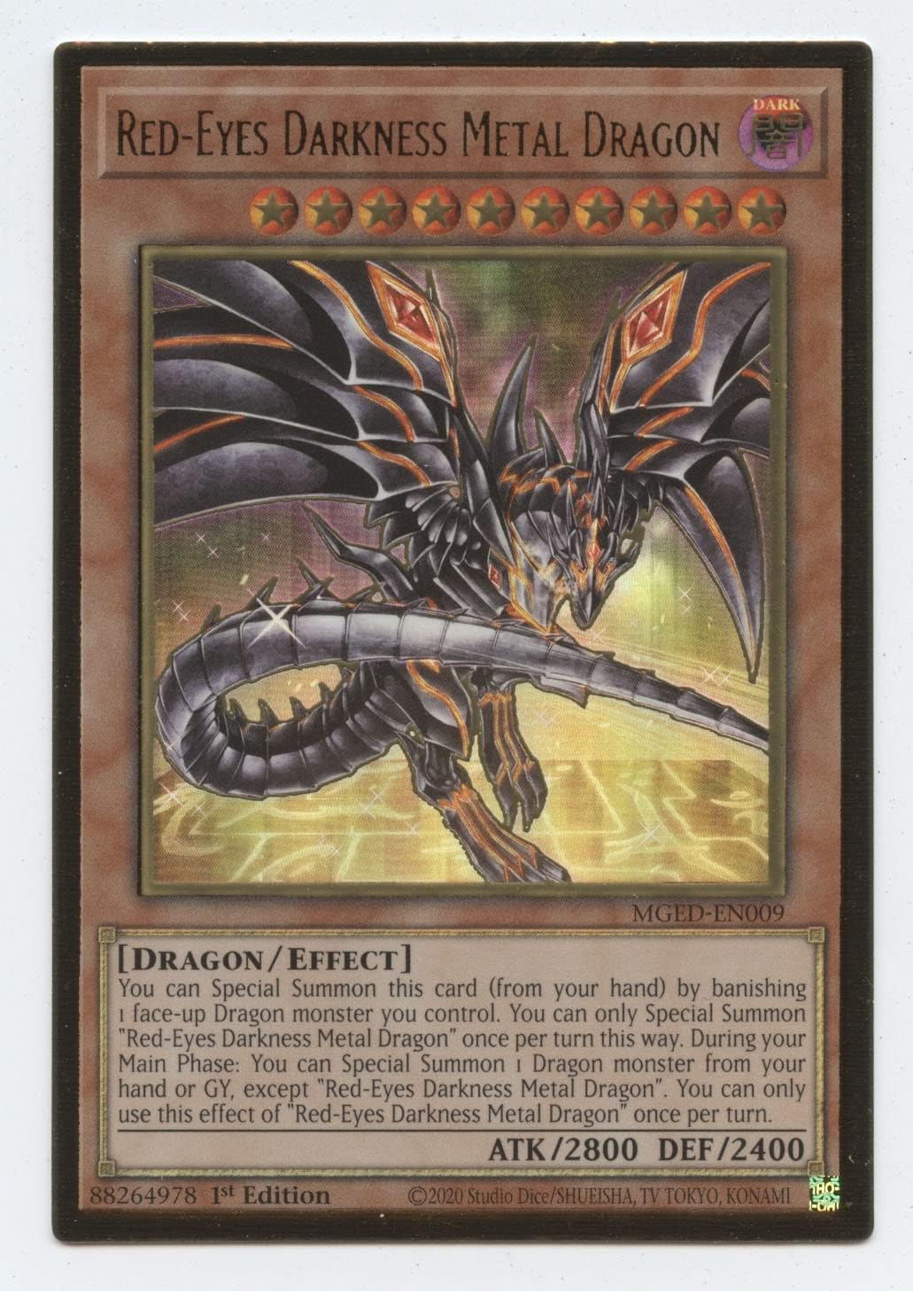 Red-Eyes Darkness Metal Dragon - MGED-EN009 - Premium Gold Rare - 1st Edition