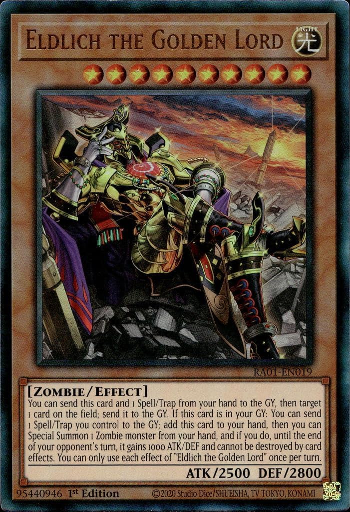 Eldlich The Golden Lord (Alternate Art) (PUR) - RA01-EN019 - Prismatic Ultimate Rare - 1st Edition