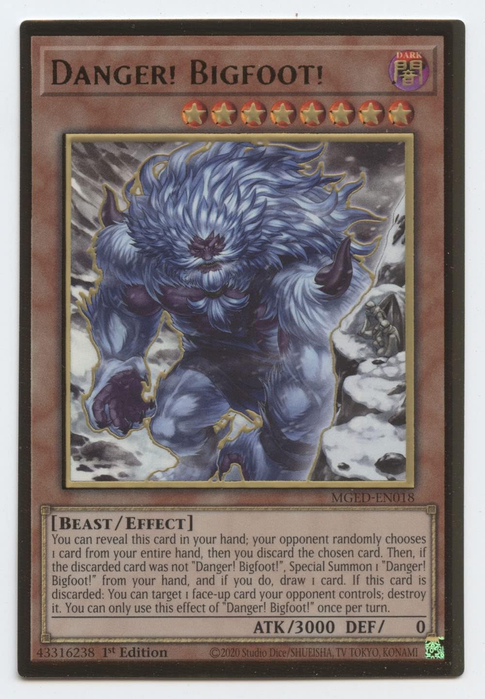 Danger! Bigfoot! (Alternate Art) - MGED-EN018 - Premium Gold Rare - 1st Edition