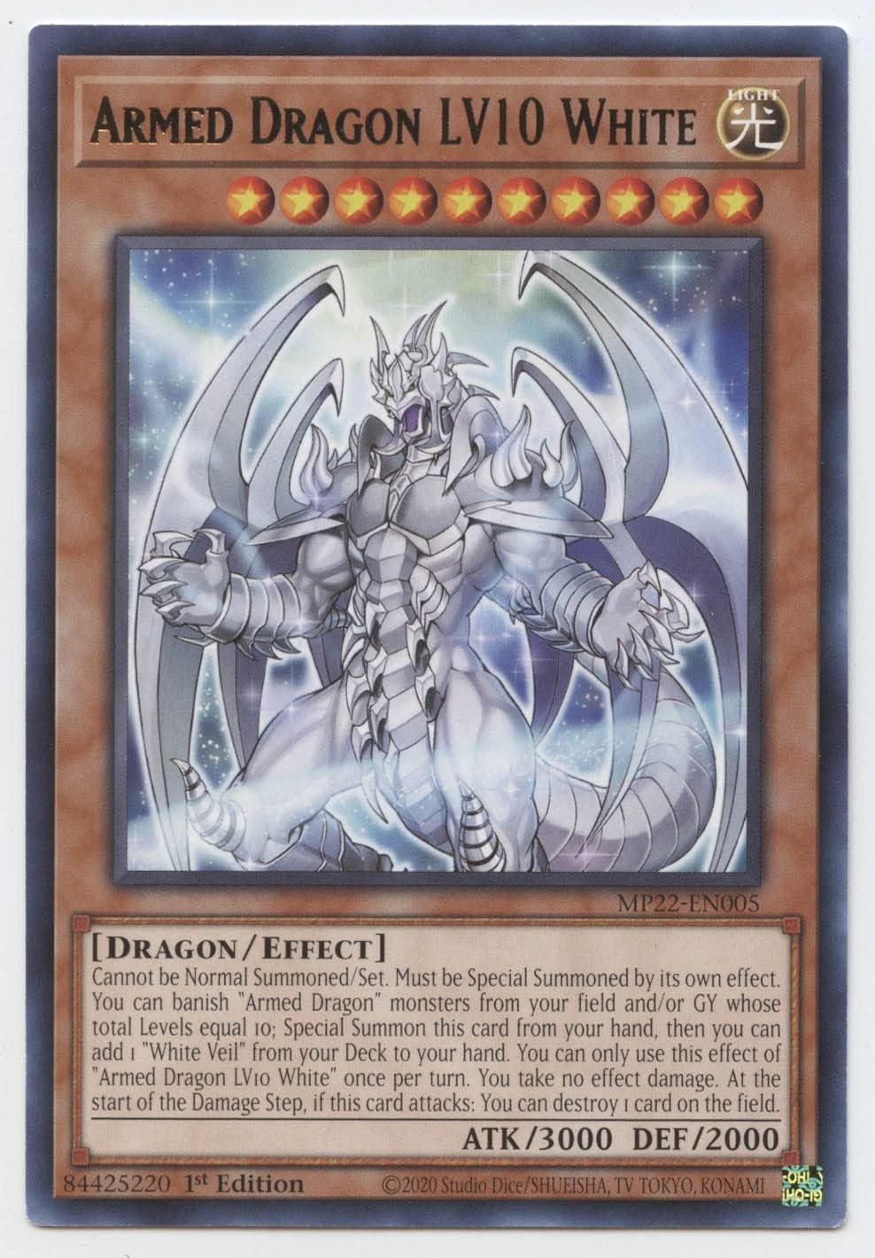 YU-GI-OH! Armed Dragon LV10 White - MP22-EN005 - Rare - 1st Edition
