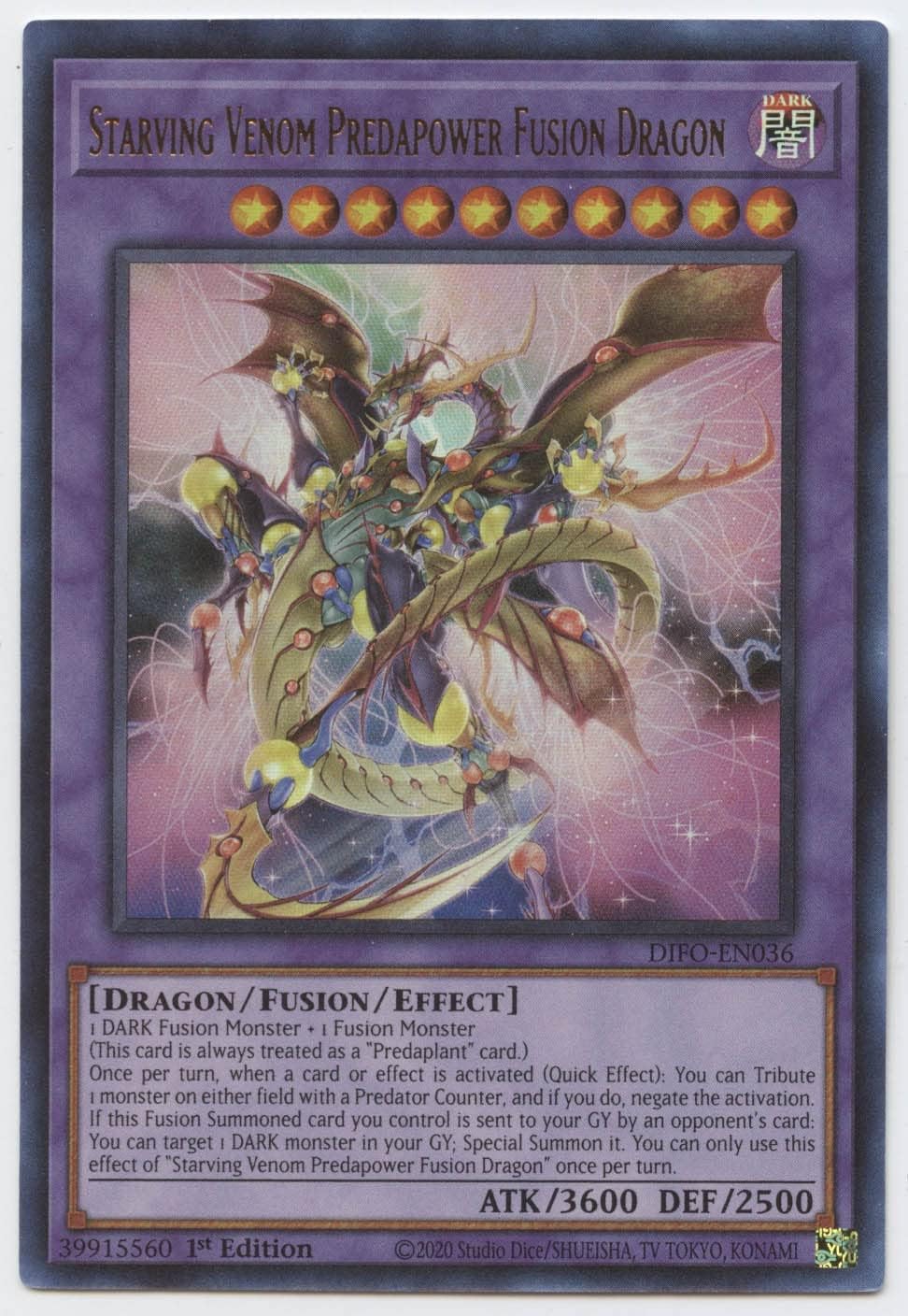 Starving Venom Predapower Fusion Dragon - DIFO-EN036 - Ultra Rare - 1st Edition