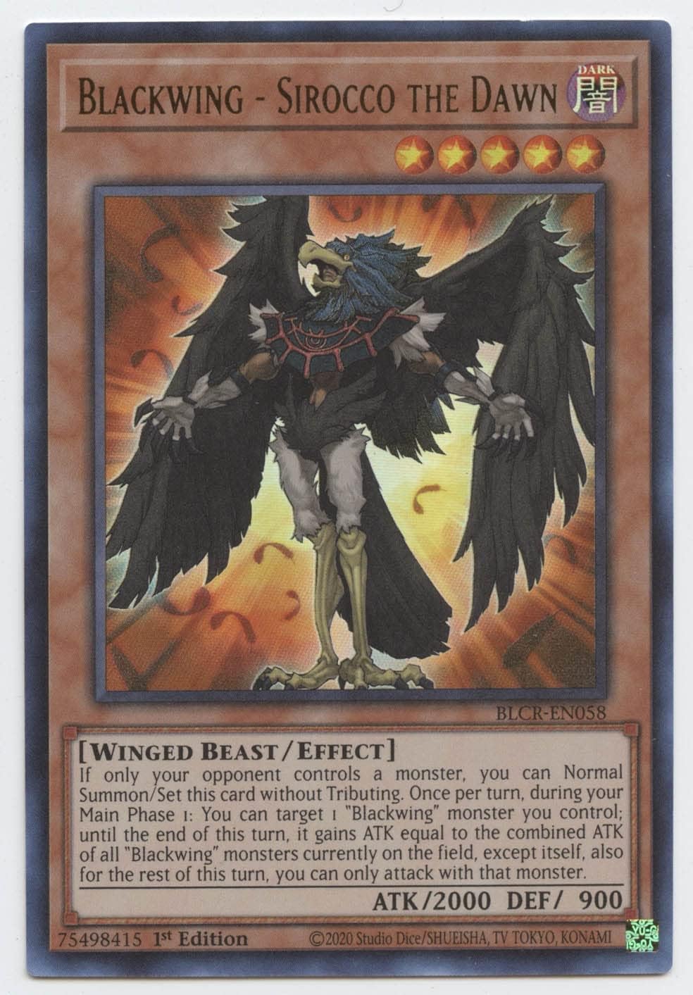 Blackwing - Sirocco The Dawn - BLCR-EN058 - Ultra Rare - 1st Edition