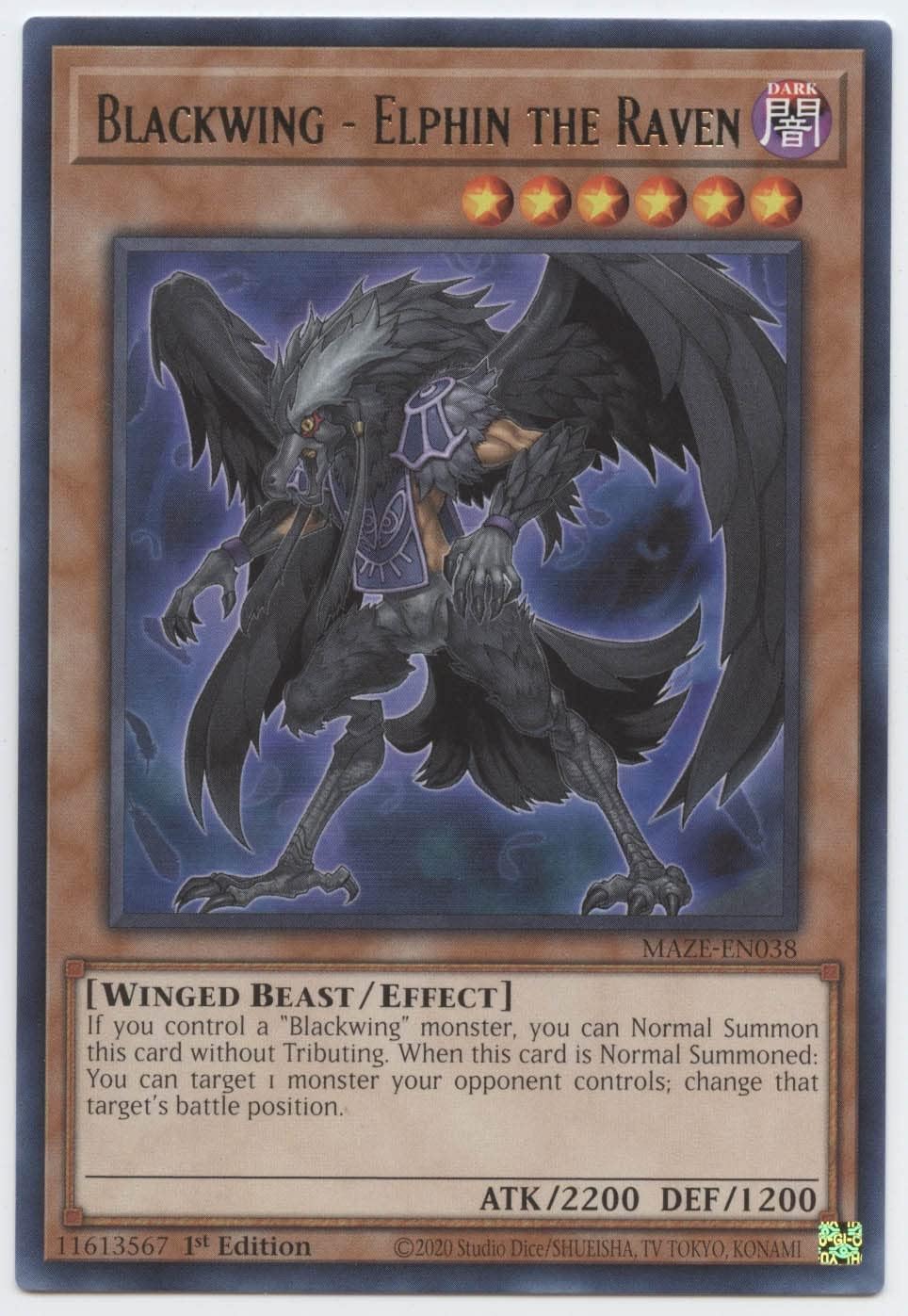 Blackwing - Elphin The Raven - MAZE-EN038 - Rare - 1st Edition