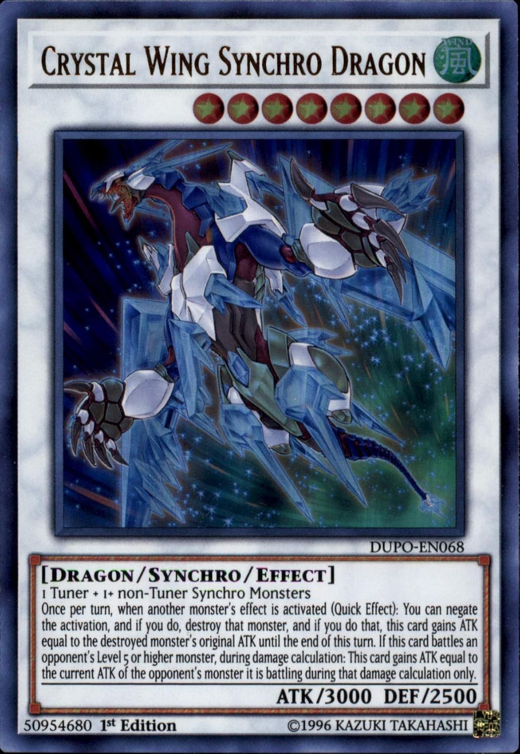 Yu-Gi-Oh! - Crystal Wing Synchro Dragon - DUPO-EN068 - Ultra Rare - 1st Edition - Duel Power