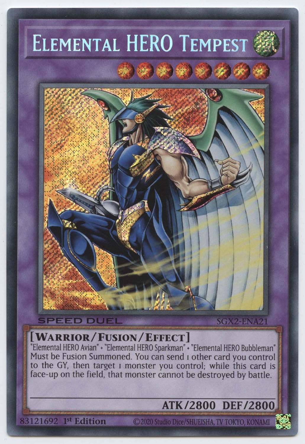 YU-GI-OH! Elemental Hero Tempest - SGX2-ENA21 - Secret Rare - 1st Edition