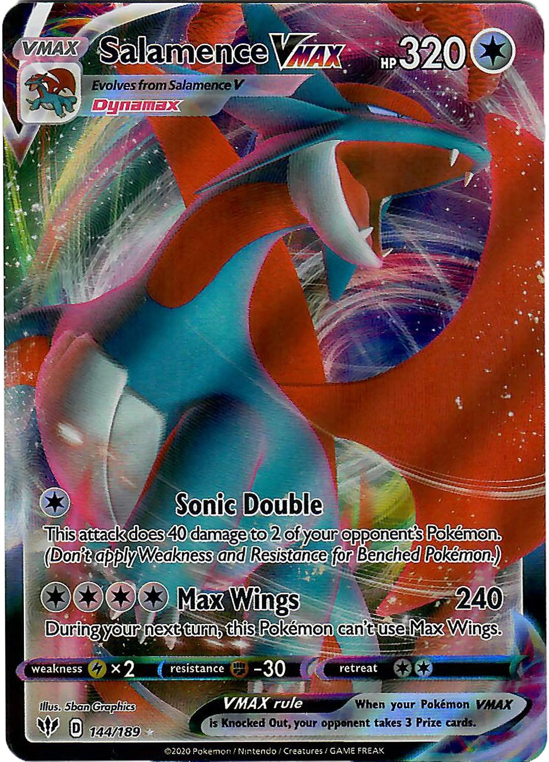 Salamence VMAX - 144/189 - Ultra Rare Sword & Shield Darkness Ablaze