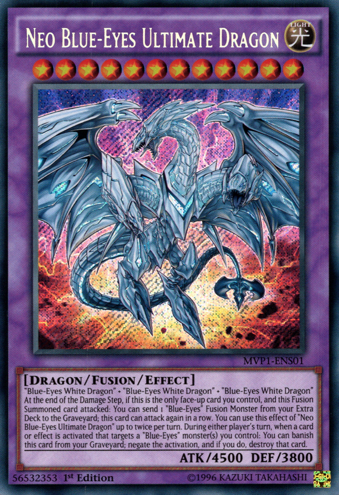 Neo Blue-Eyes Ultimate Dragon - MVP1-ENS01 - Secret Rare - 1st Edition