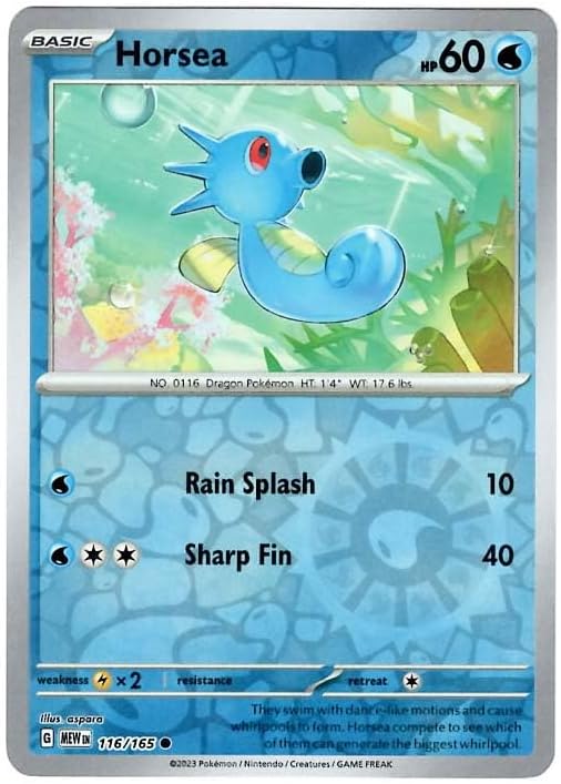 Pokemon - Horsea 116/165 - Pokemon 151 - Reverse Foil - Single Card