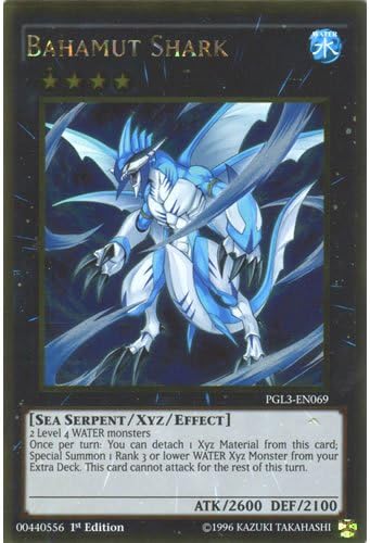 YuGiOh : PGL3-EN069 1st Ed Bahamut Shark Gold Rare Card - ( Premium Gold 3 )