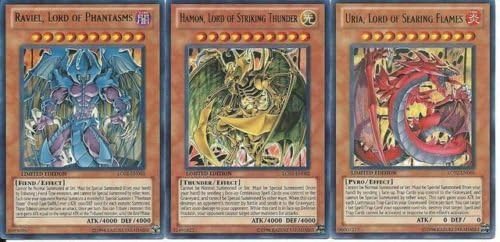 YuGiOh GX Legendary Collection 2 Single Card Ultra Rare Set of the 3 Sacred Beast Cards Uria, Hamon Raviel