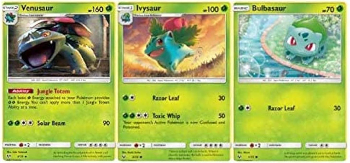 Venusaur 3/73 Shining Legends - Pokemon Evolution 3 Card Lot - Bulbasaur Ivysaur