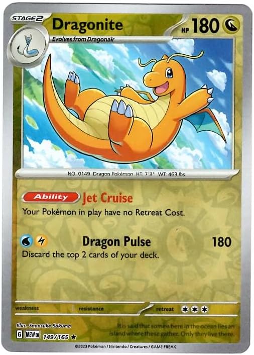 Pokemon - Dragonite 149/165 - Pokemon 151 - Reverse Foil - Single Card