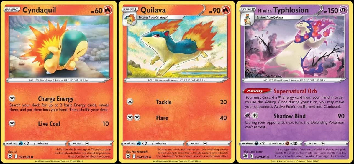 Hisuian Typhlosion 052/189 - Astral Radiance - Rare Pokemon Evolution Card Lot - Quilava Cyndaquil