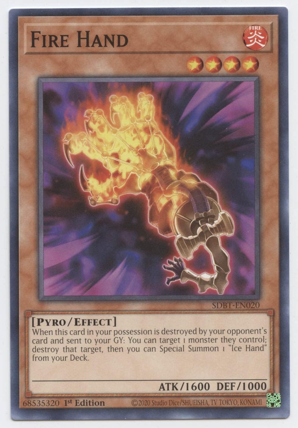 Fire Hand - SDBT-EN020 - Common - 1st Edition
