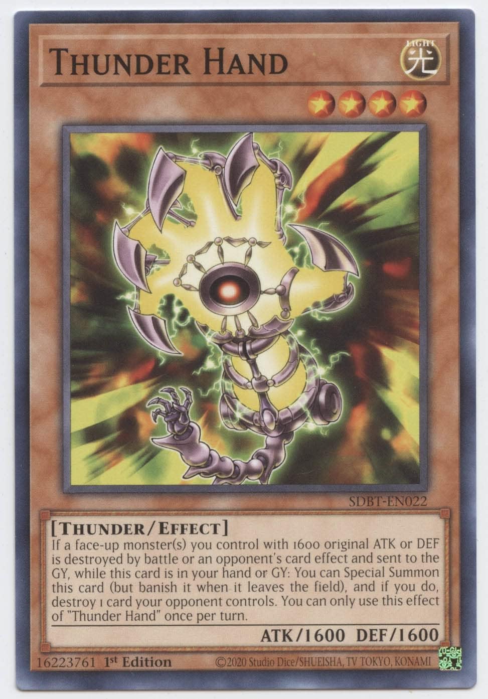 Thunder Hand - SDBT-EN022 - Common - 1st Edition