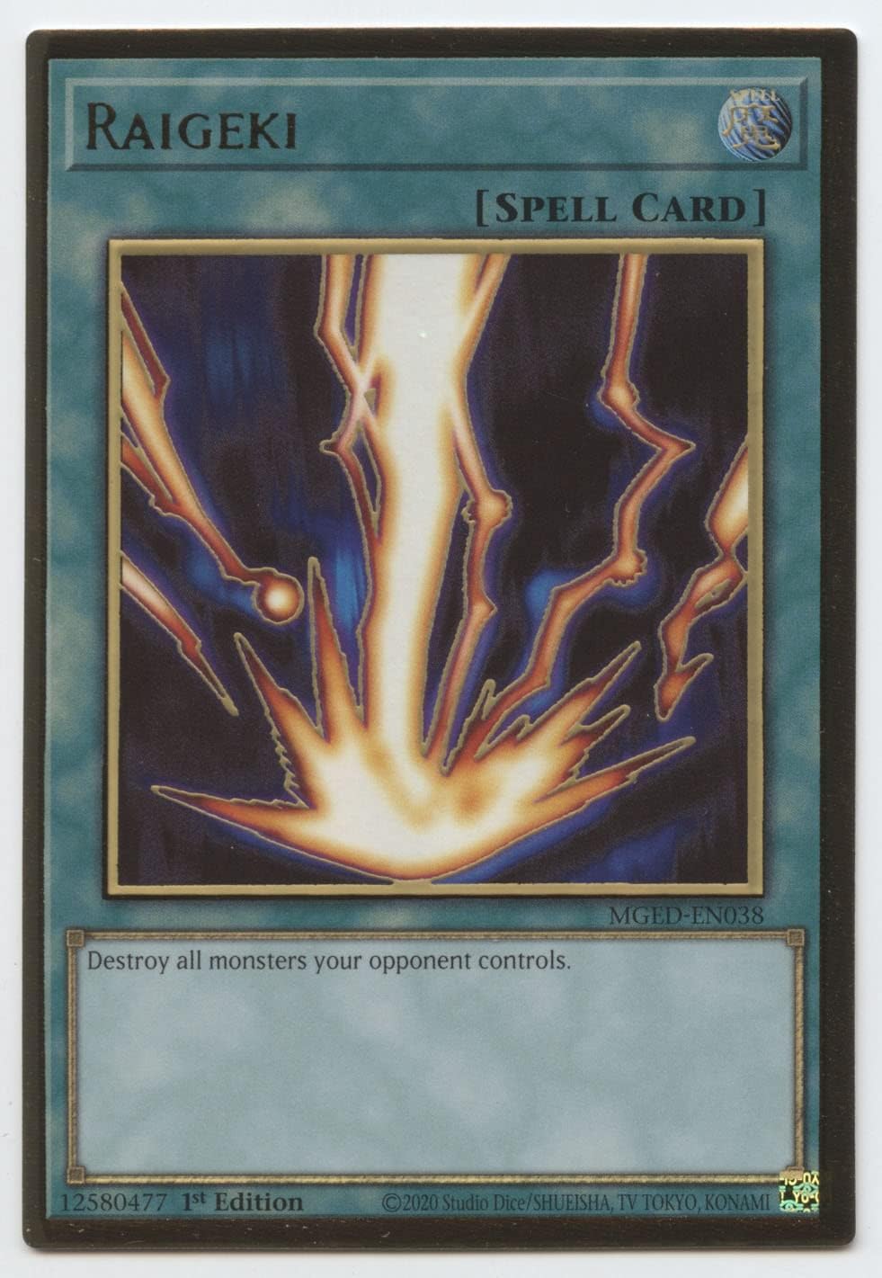 Raigeki - MGED-EN038 - Premium Gold Rare - 1st Edition
