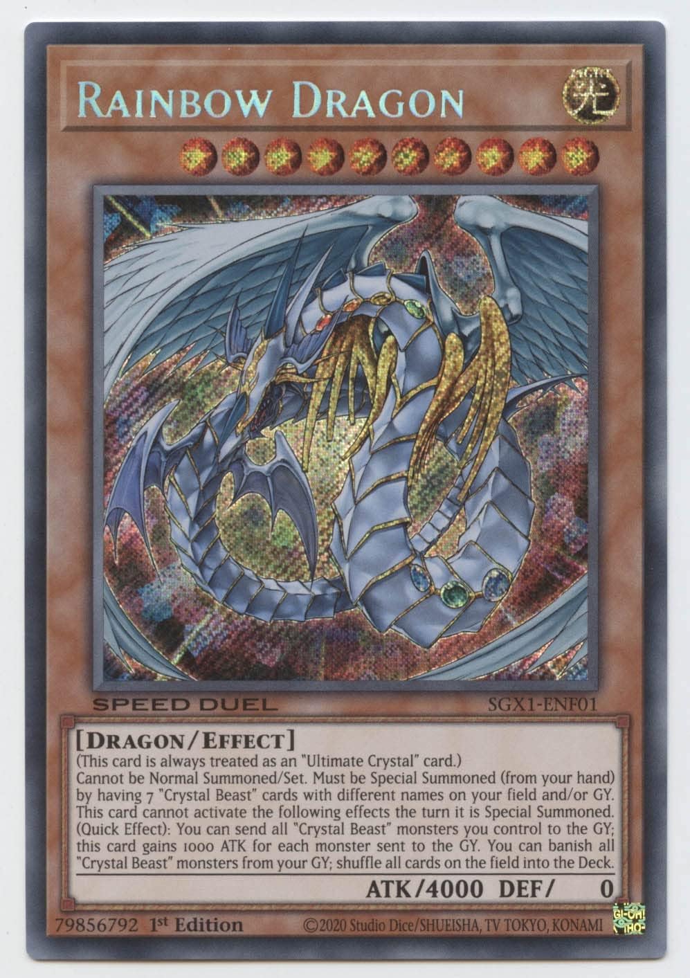 YU-GI-OH! Rainbow Dragon - SGX1-ENF01 - Secret Rare - 1st Edition