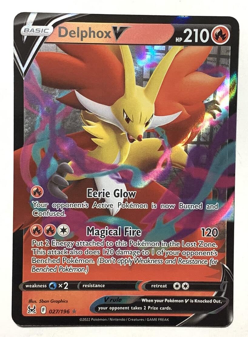 Delphox V 027/196 Lost Origin - Ultra Rare Holo Pokemon Card NM