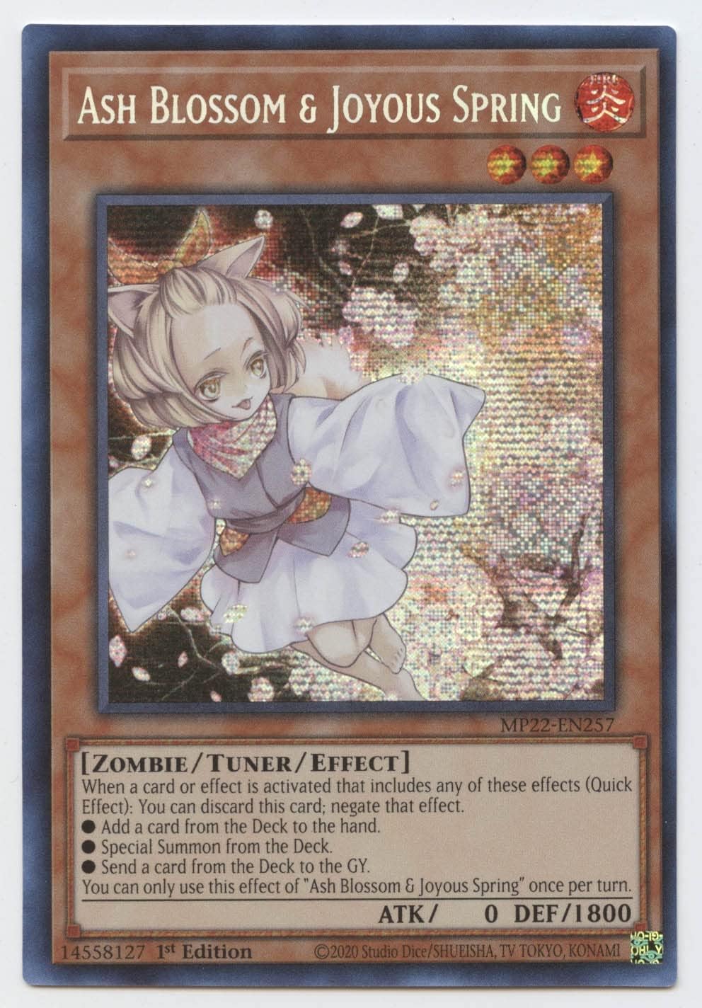YU-GI-OH! Ash Blossom & Joyous Spring - MP22-EN257 - Prismatic Secret Rare - 1st Edition -