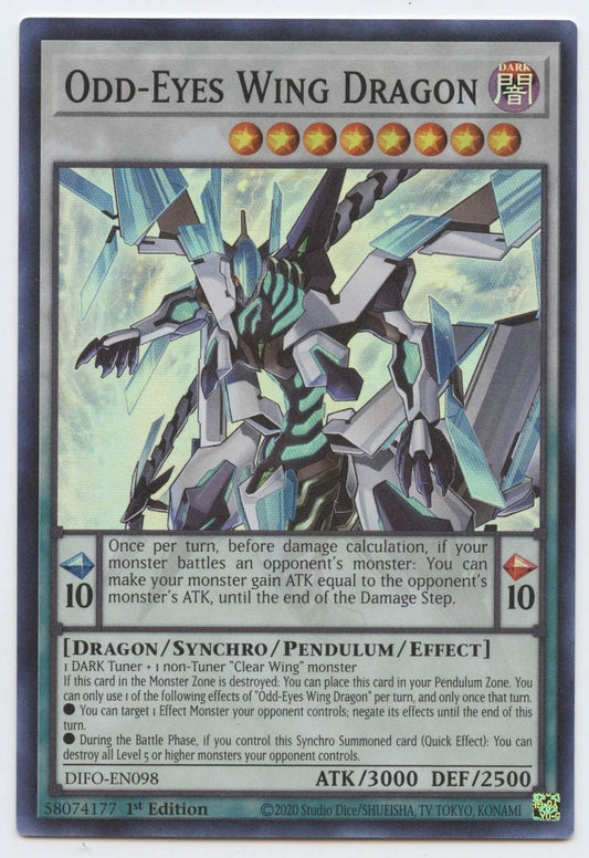 YU-GI-OH! Odd-Eyes Wing Dragon - DIFO-EN098 - Super Rare - 1st Edition -