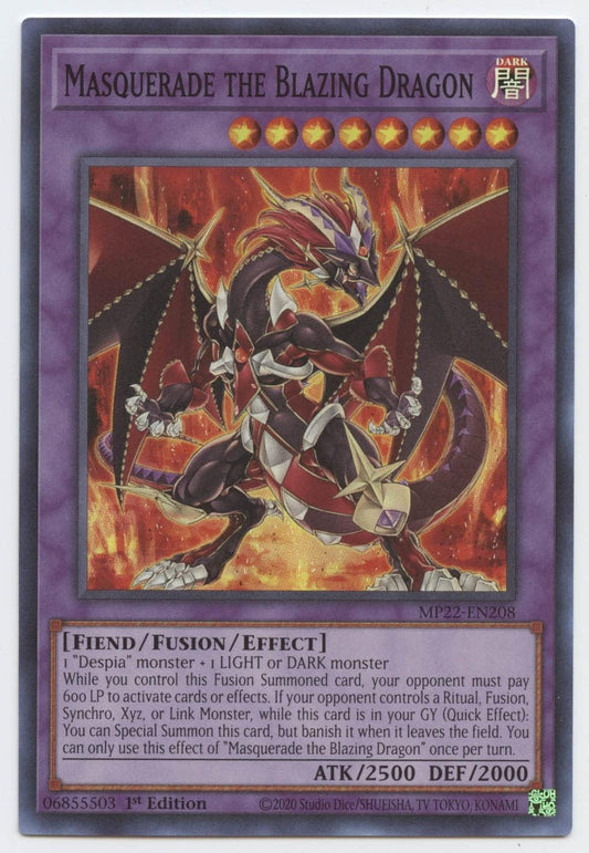 YU-GI-OH! Masquerade The Blazing Dragon - MP22-EN208 - Super Rare - 1st Edition -