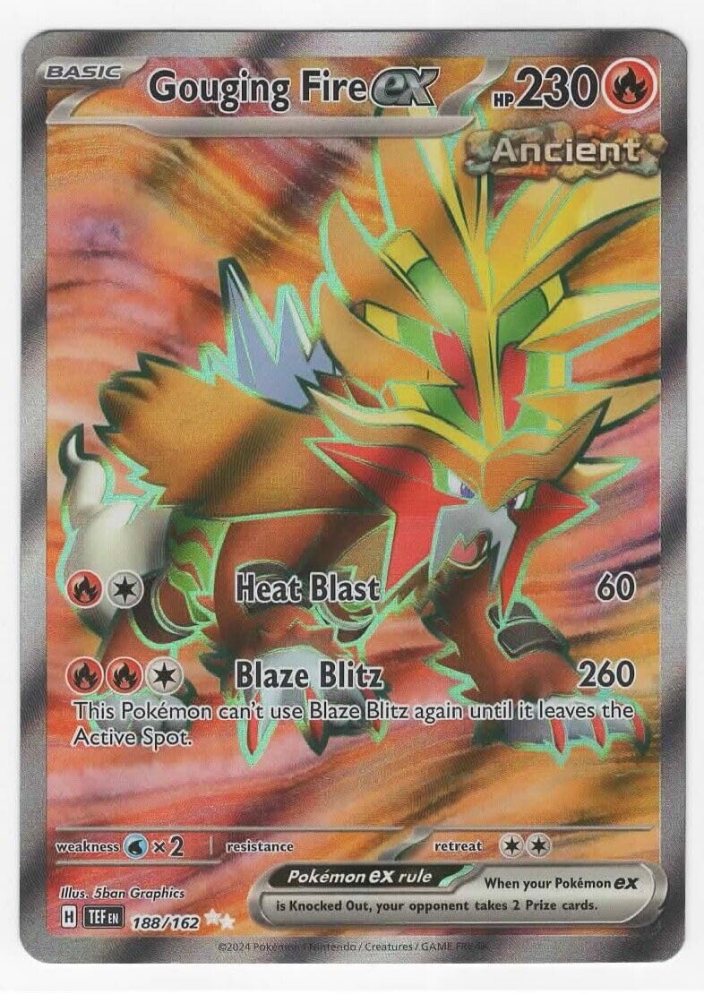 Pokemon – Gouging Fire ex 188/162 - Temporal Forces – Full Art – Ultra Rare – Holo Foil Card