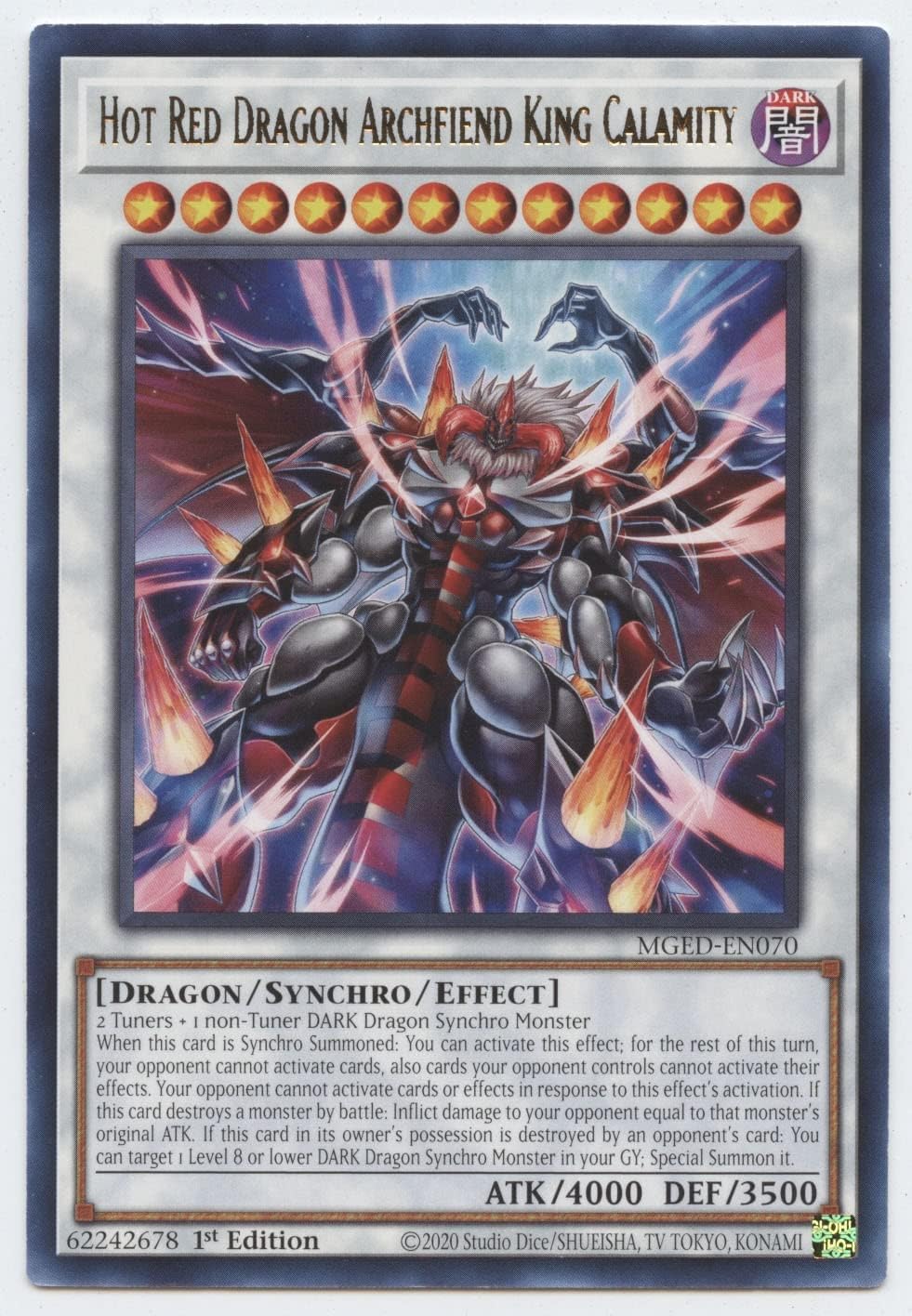 Hot Red Dragon Archfiend King Calamity - MGED-EN070 - Rare - 1st Edition