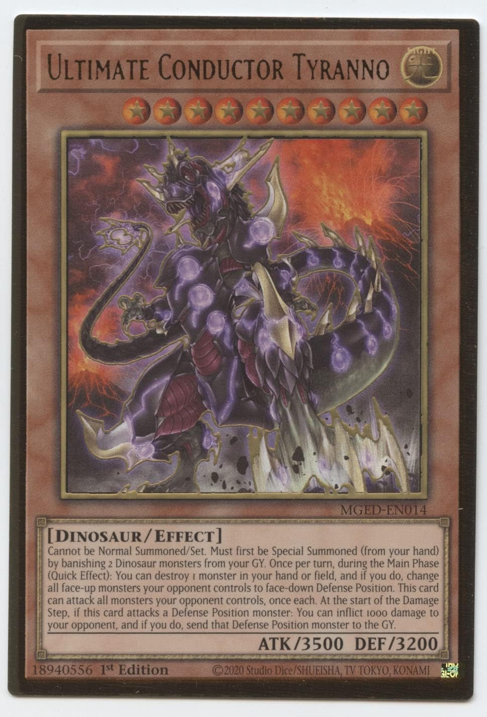 Ultimate Conductor Tyranno - MGED-EN014 - Premium Gold Rare - 1st Edition
