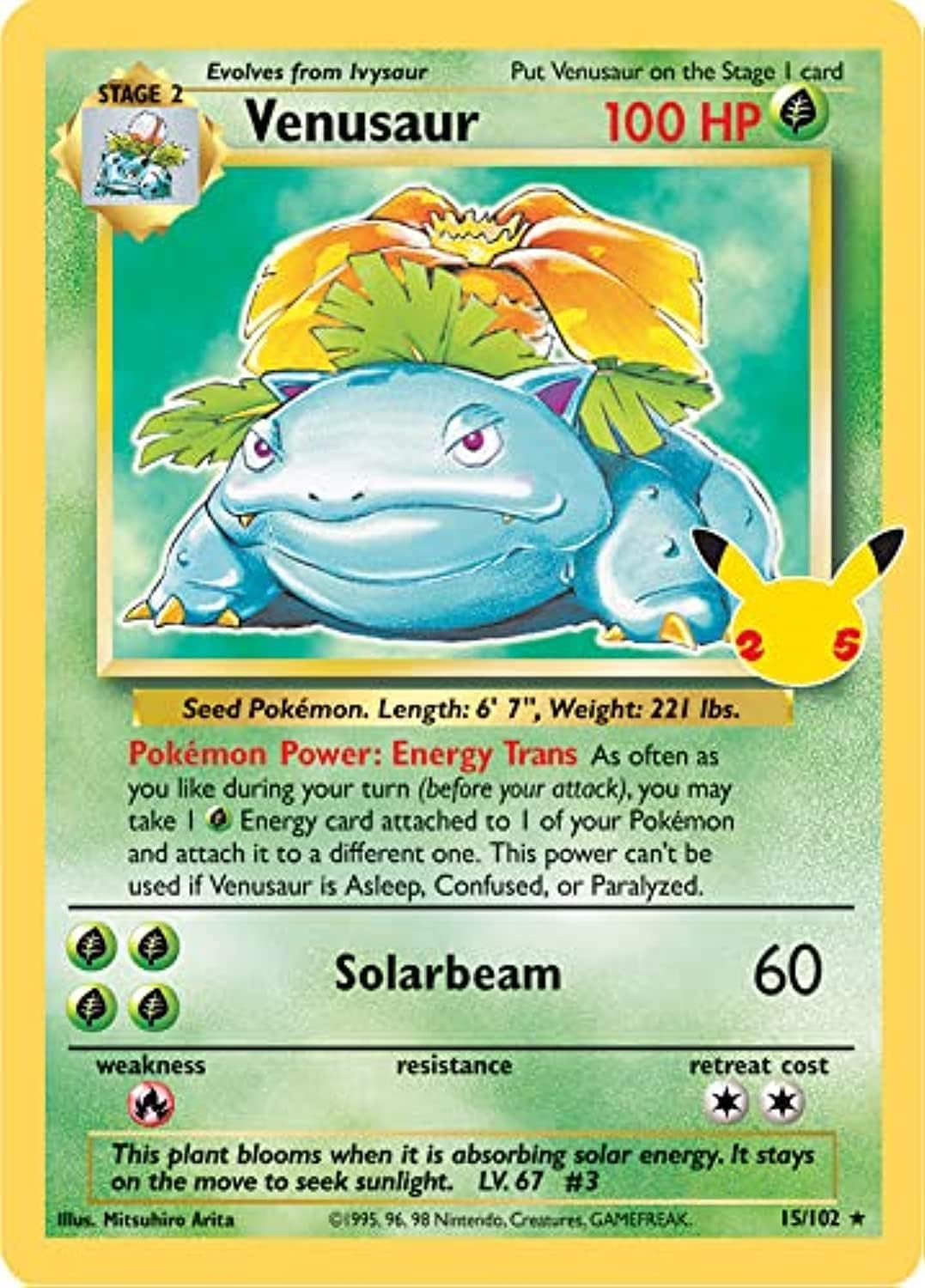 Pokémon Celebrations Venusaur, 25th Anniversary Holo Rare Reprint