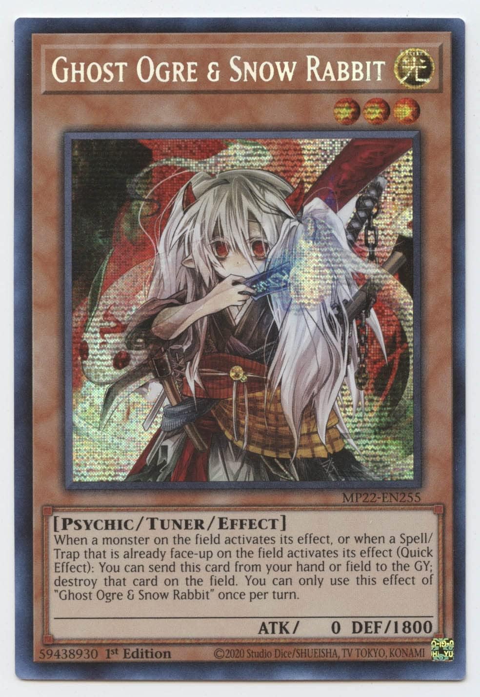 YU-GI-OH! Ghost Ogre & Snow Rabbit - MP22-EN255 - Prismatic Secret Rare - 1st Edition
