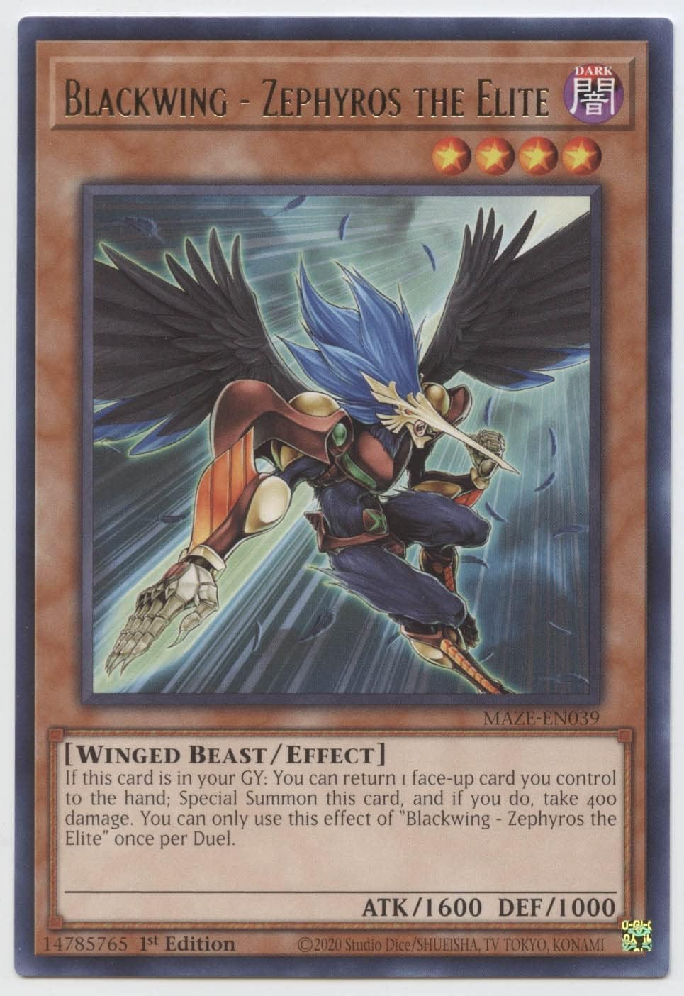 Blackwing - Zephyros The Elite - MAZE-EN039 - Rare - 1st Edition