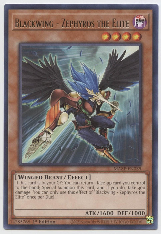 Blackwing - Zephyros The Elite - MAZE-EN039 - Rare - 1st Edition
