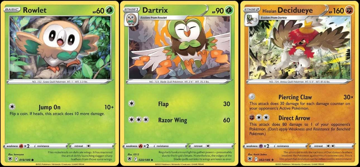 Hisuian Decidueye 082/189 - Astral Radiance - Rare Pokemon Evolution Card Lot