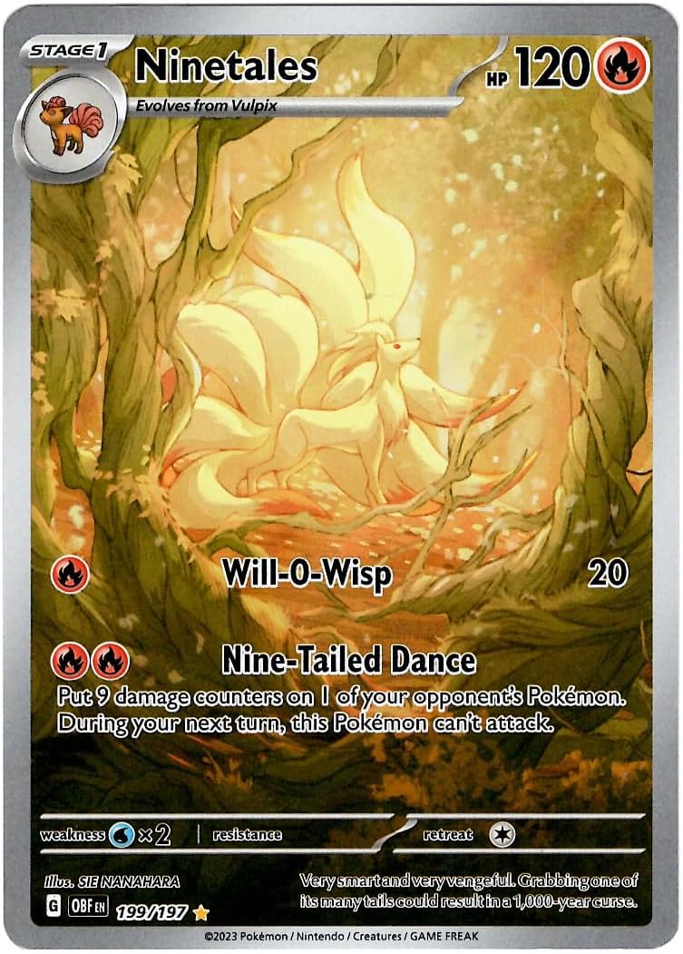 Pokemon - Ninetales 199/197 - Obsidian Flames - Illustration Rare - Holo Foil Full Art